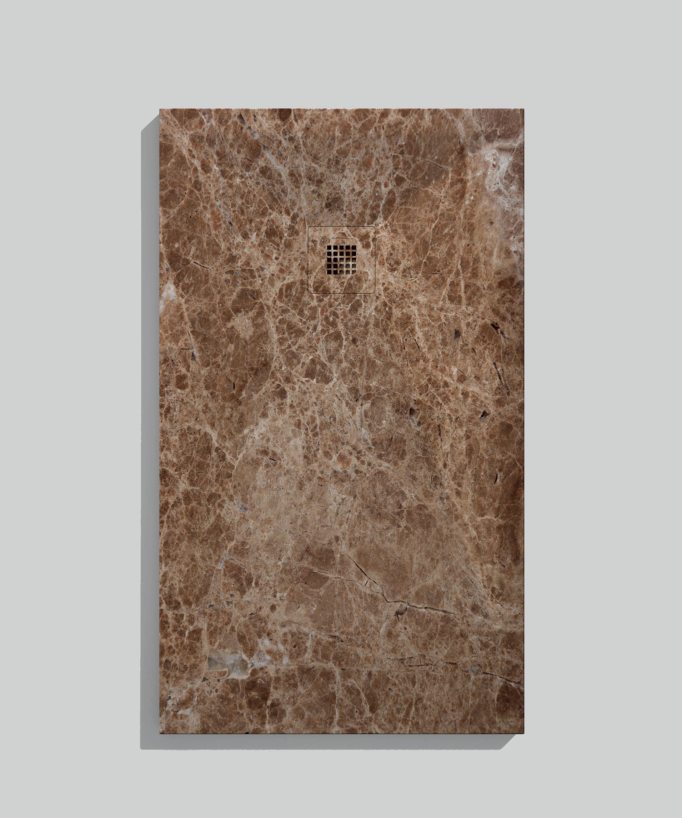 Duschwanne Oasis hellbraun, Glatt-Finish Stone 3D, farblich passender Ablaufrost