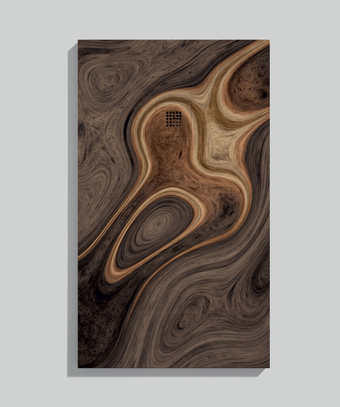 Duschwanne Ebène (Ebenholz), Glatt-Finish Stone 3D, farblich passender Ablaufrost