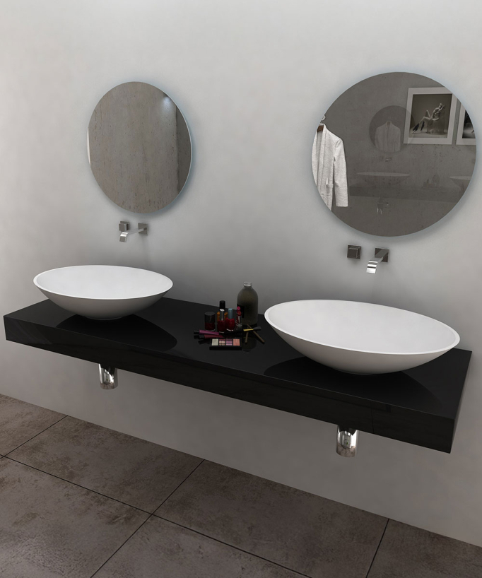 Kabinda Aufsatzwaschbecken oval Solid Surface Mattweiß