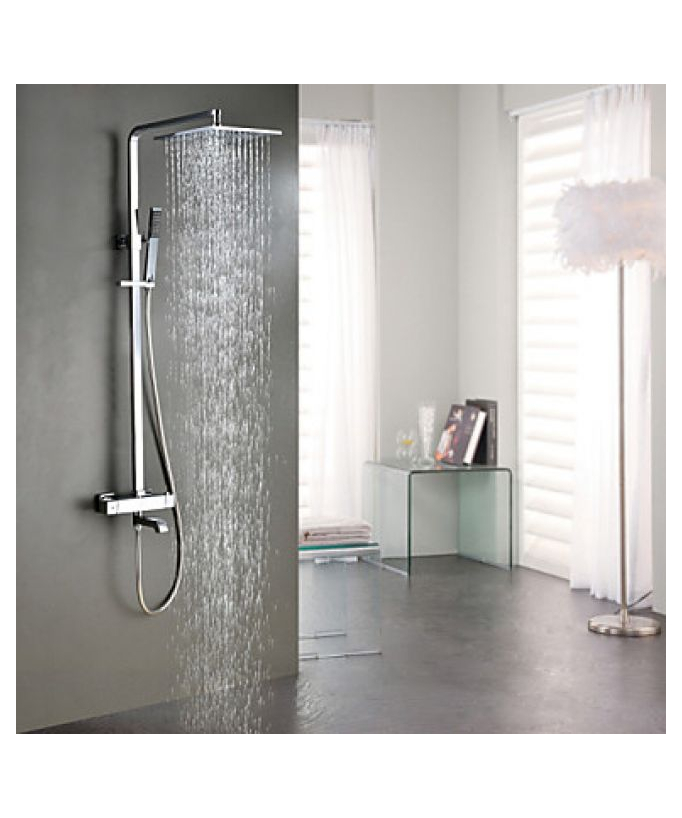 Robinet de douche et baignoire thermostatique avec tête de douche en acier inoxydable