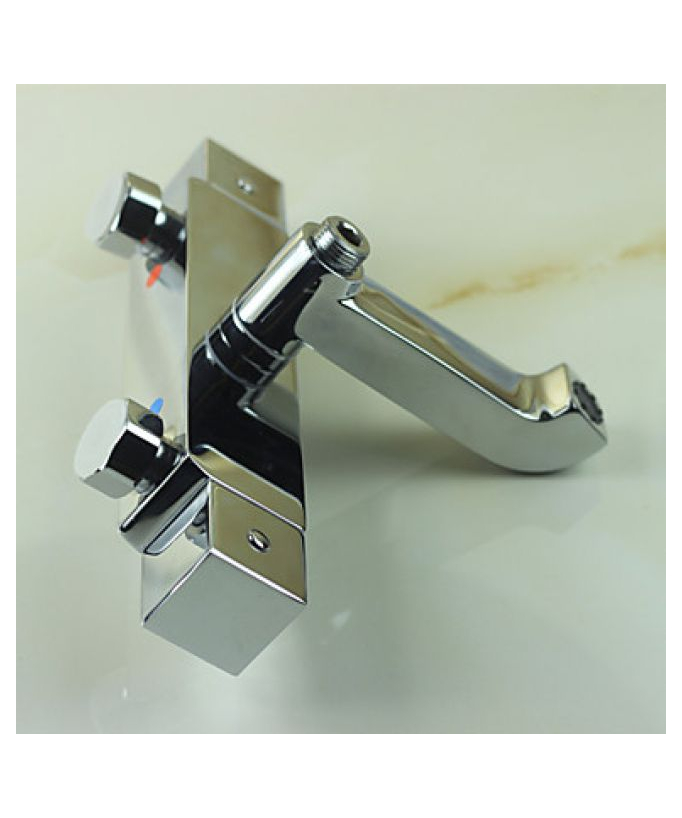 Thermostat-Dusch- und Wannenarmatur mit Edelstahl-Kopfbrause