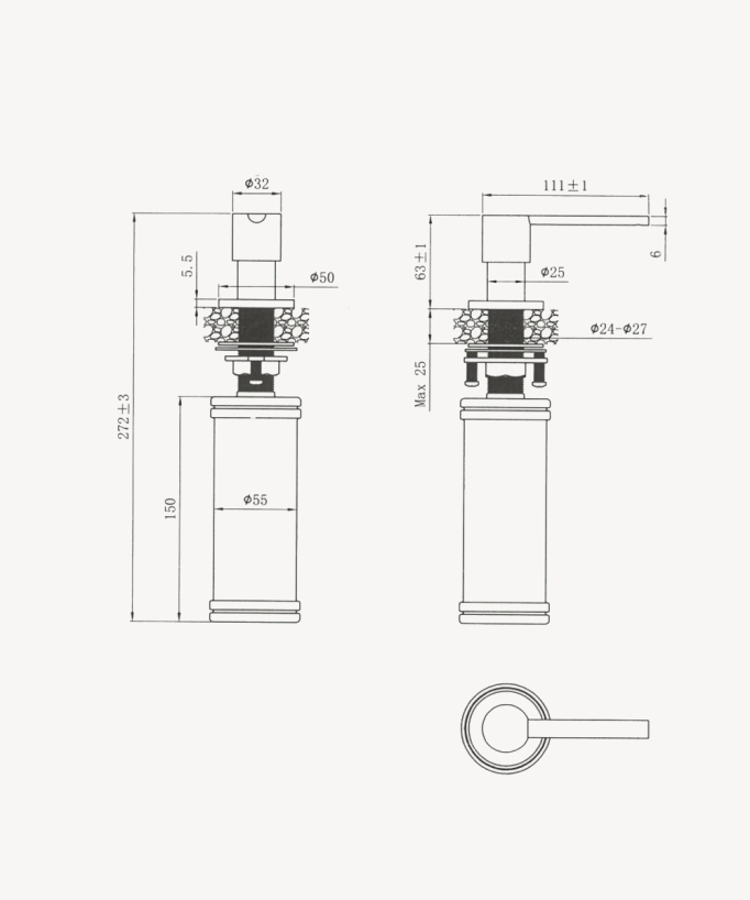 Seifenspender aus Edelstahl – Gebürstetes Nickel