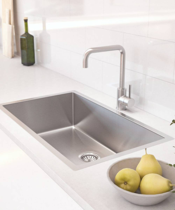 Einbeckenspüle 750 mm – Edelstahl – Hiba