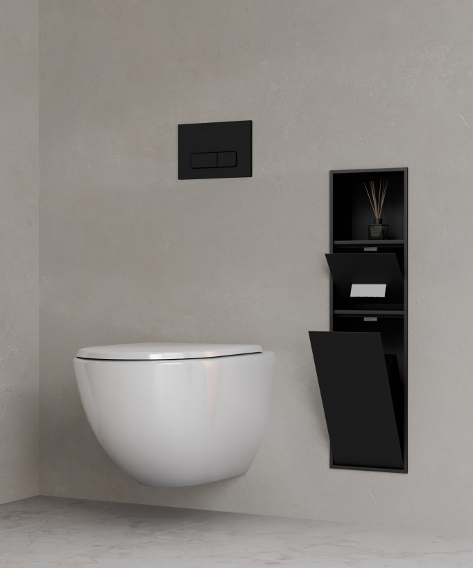 WC-Wandeinbau-Nische mit Fächern - Schwarz