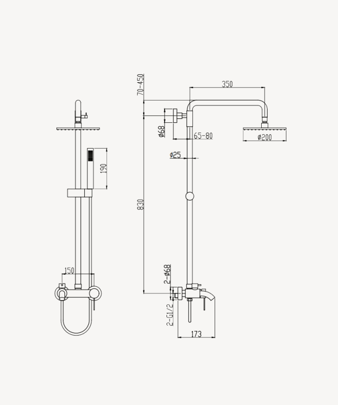 Duschsäule für Badewanne mit Umsteller Chrom - Corbeau