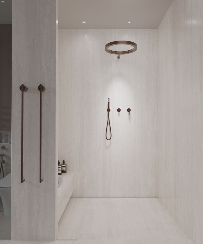Duschsystem mit runder Regendusche Gunmetal – Corbeau