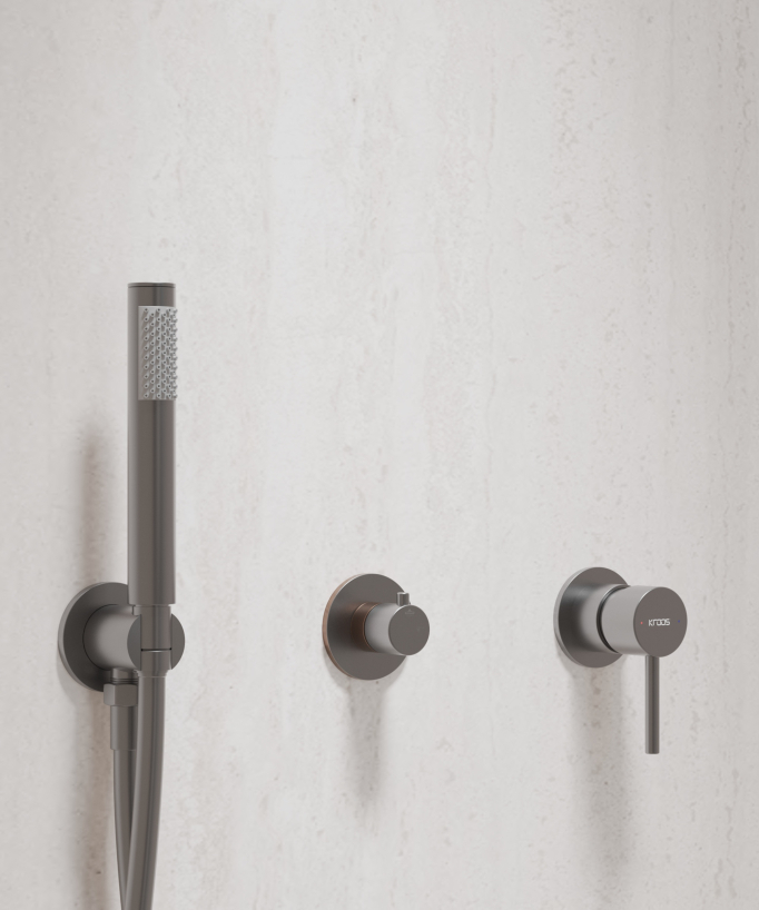 Duschsystem mit runder Regendusche Gunmetal – Corbeau