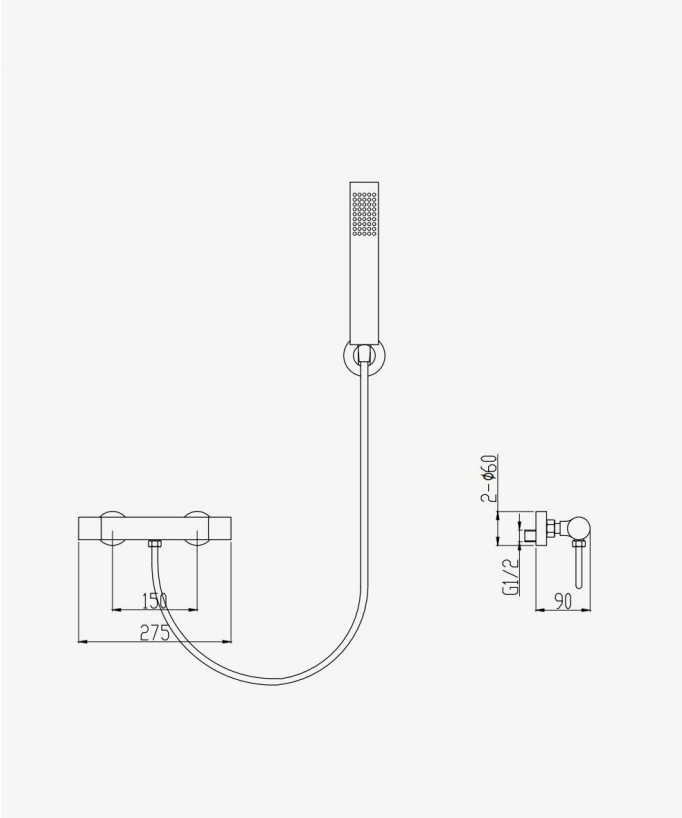 Thermostat-Duscharmatur Wandmontage Corbeau