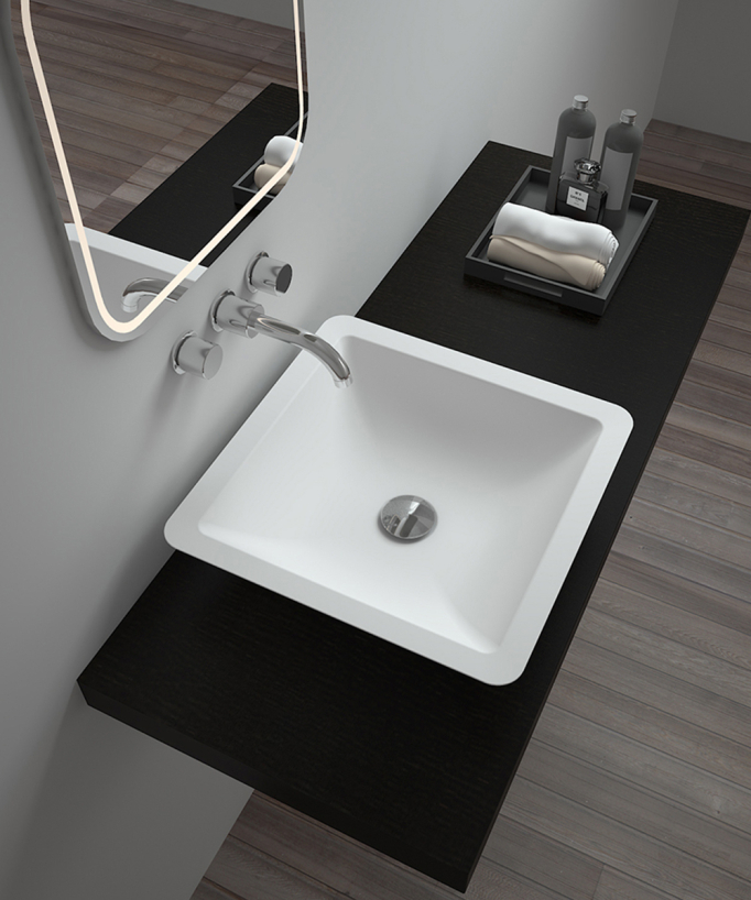 Aufsatzwaschbecken aus Solid Surface, mattweiß - Isiro