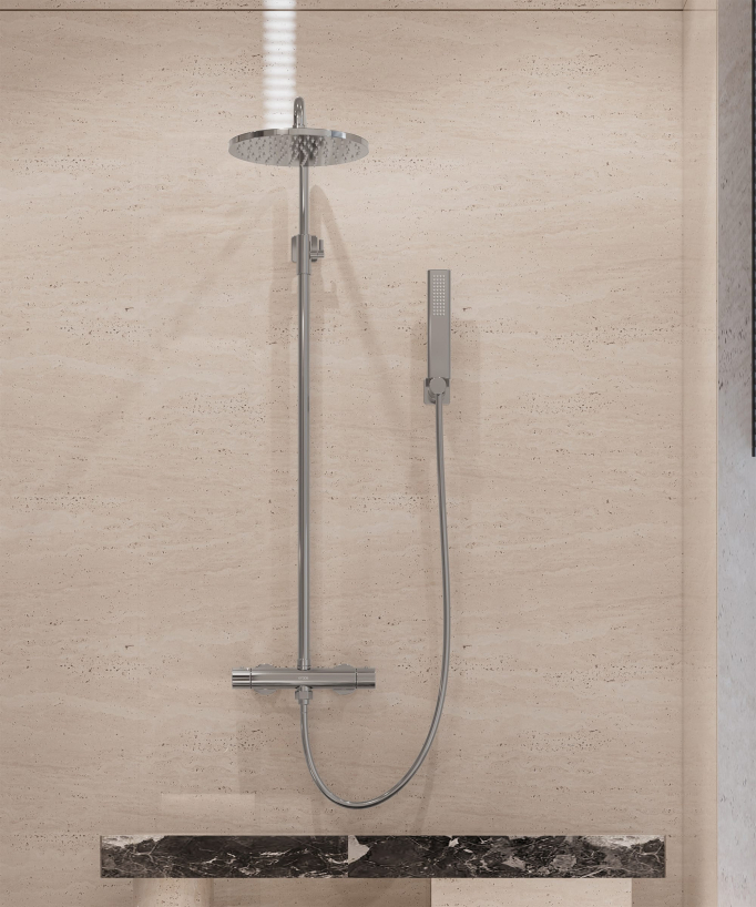 Fiumina Wand-Thermostat-Duschsäule Chrom