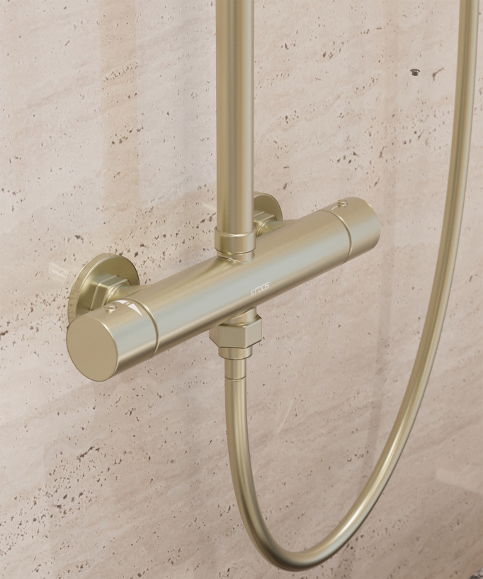 Thermostat-Duschsäule zur Wandmontage Gebürstetes Gold – Fiumina