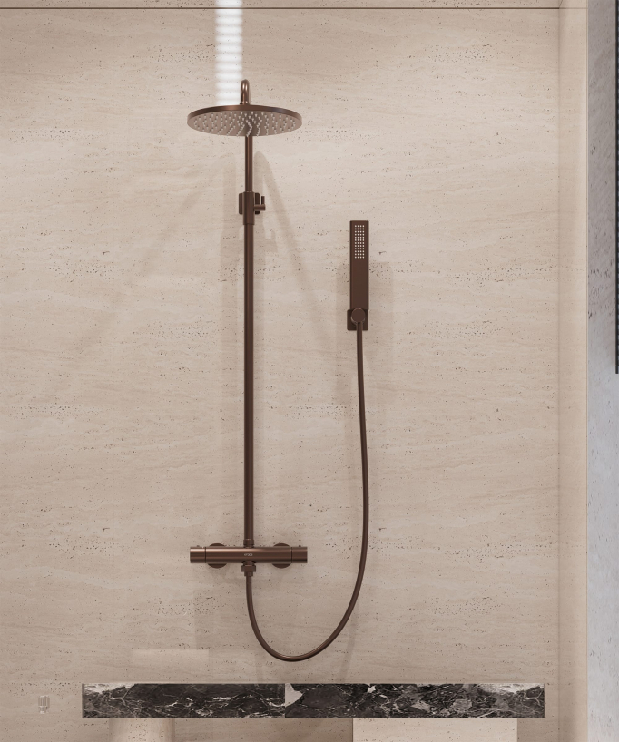 Wand-Thermostat-Duschsäule gebürstetes Roségold - Fiumina
