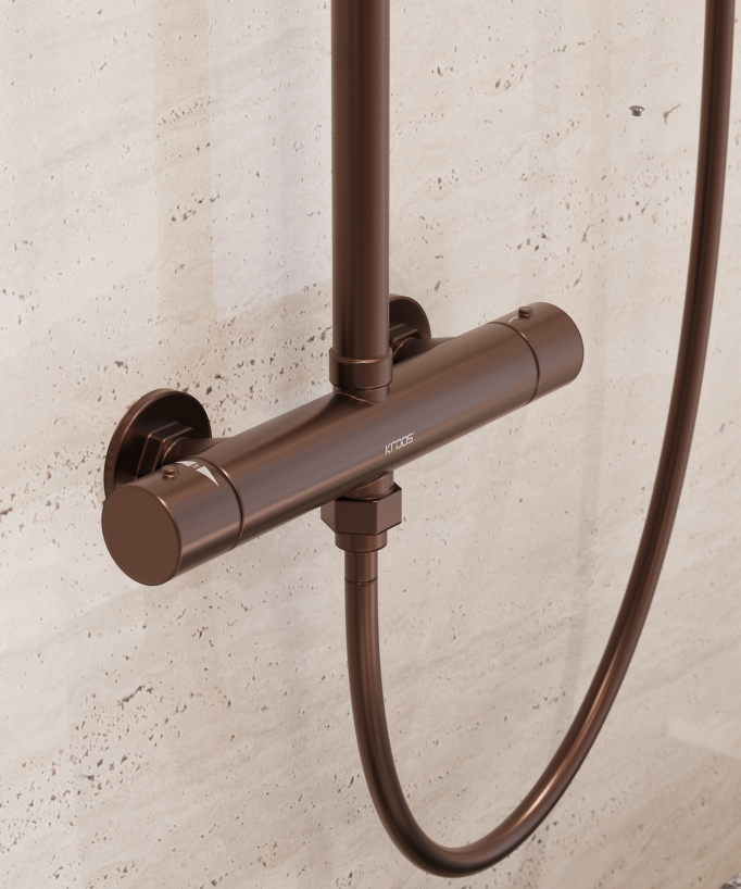 Wand-Thermostat-Duschsäule gebürstetes Roségold - Fiumina