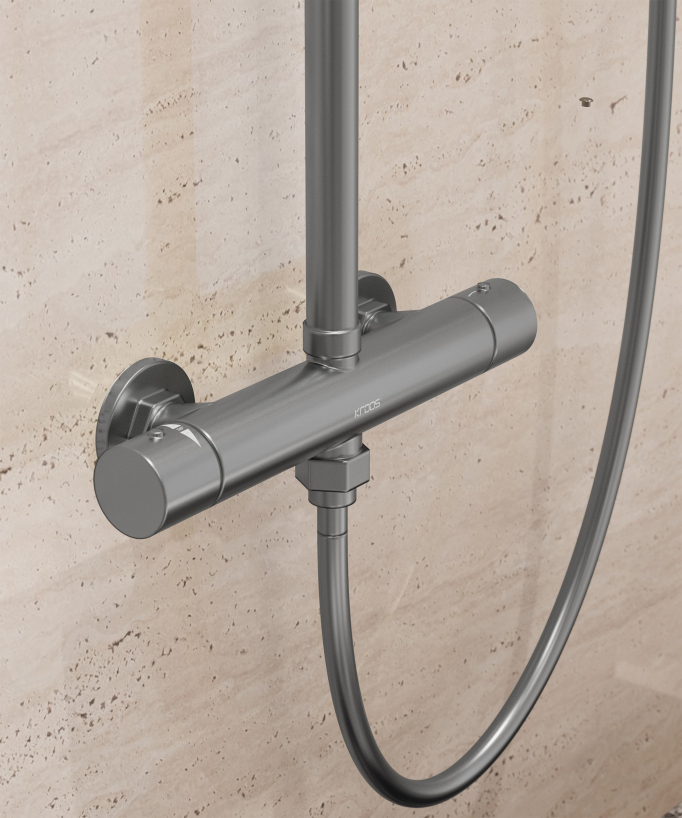 Thermostatische Duschsäule Wandmontage Gun Metal - Fiumina