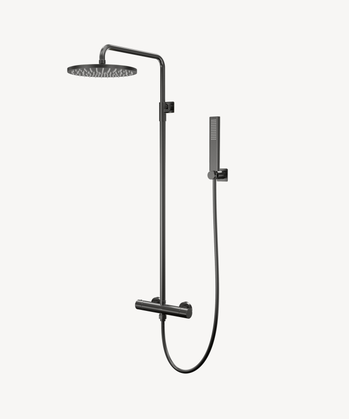 Thermostatische Duschsäule Wandmontage Gun Metal - Fiumina