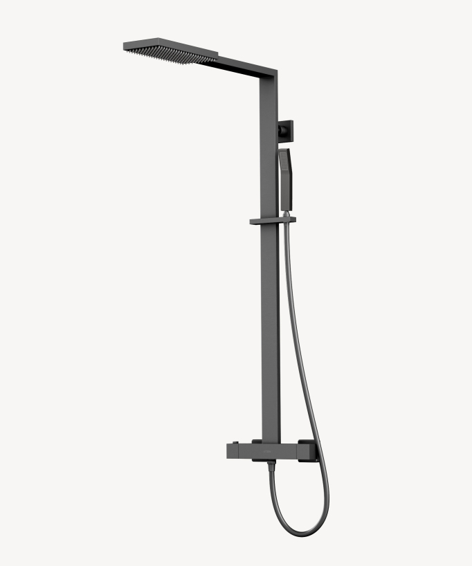 Thermostatische Duschsäule eckig mit rechteckiger Regendusche - Sirius