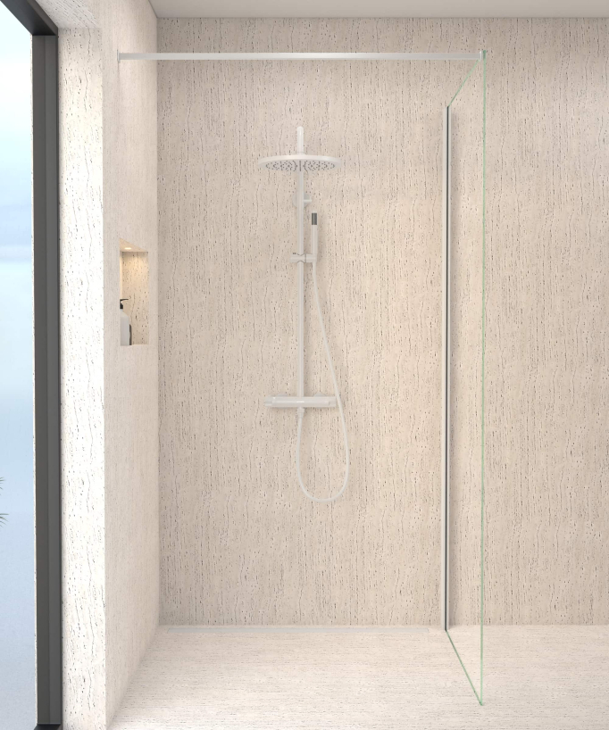 Thermostatische Duschsäule weiß, Regendusche und höhenverstellbare Handbrausehalterung - Corbeau