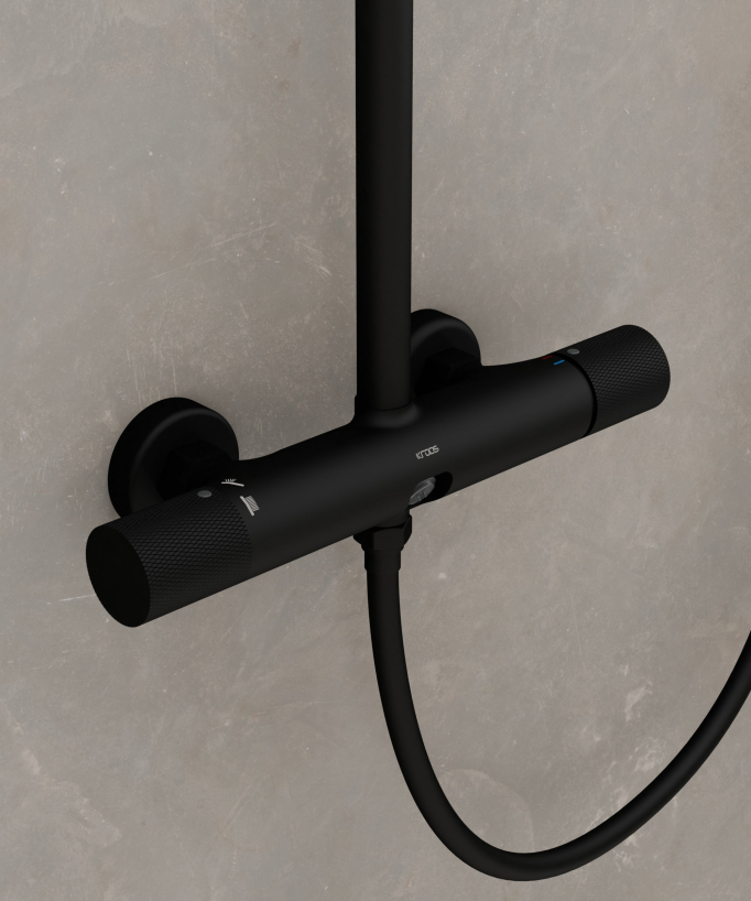 Wand-Duschsäule mit Mischer Schwarz - Leros