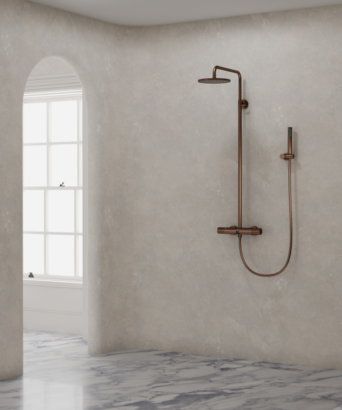 Wand-Duschsäule mit Mischer Roségold gebürstet – Leros