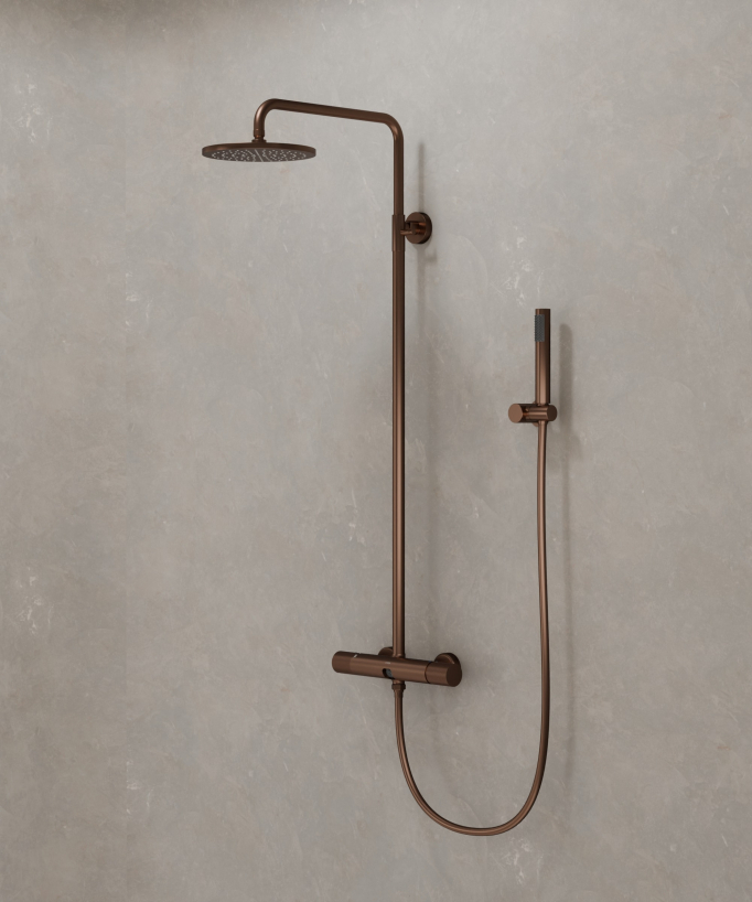 Wand-Duschsäule mit Mischer Roségold gebürstet – Leros