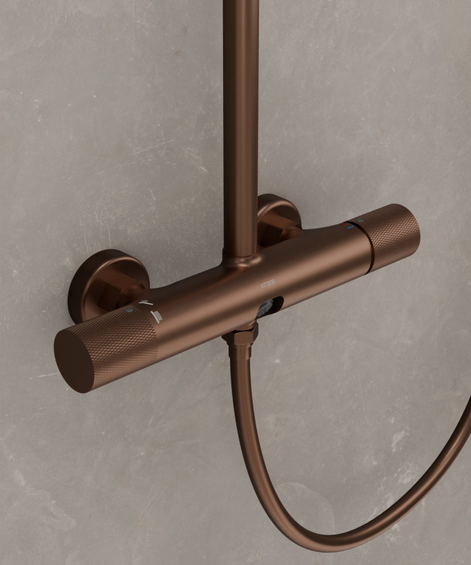 Wand-Duschsäule mit Mischer Roségold gebürstet – Leros