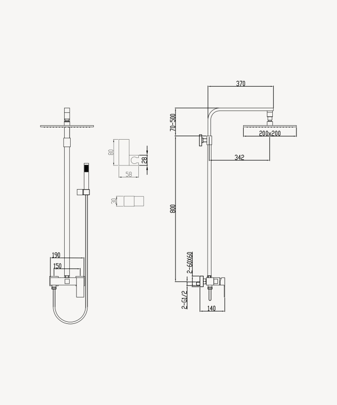 Duschsäule mit Einhebelmischer Schwarz - Sirius