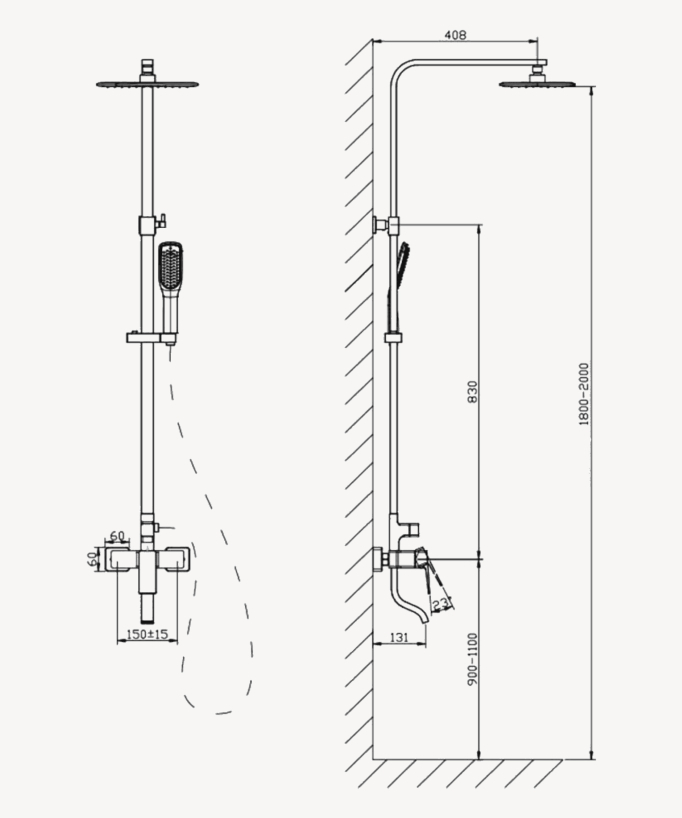 Duschsystem Schwarz mit Einhebelmischer - Léon