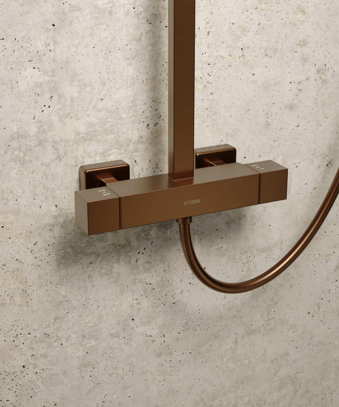 Thermostat-Duschsäule gebürstetes Roségold modern - Sirius