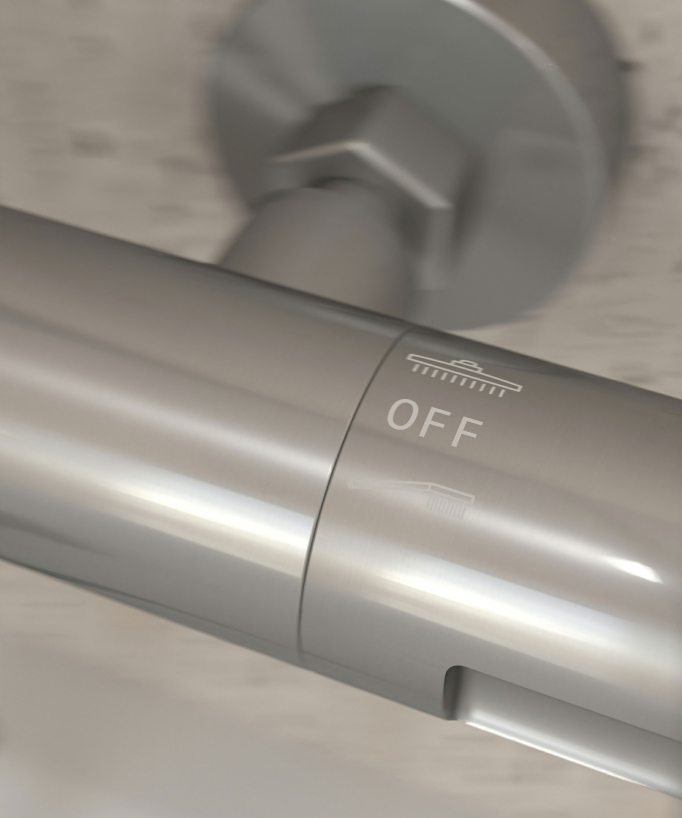 Thermostatische Dusch-Badewannenarmatur Nickel gebürstet mit Verbrühschutz - Corbeau