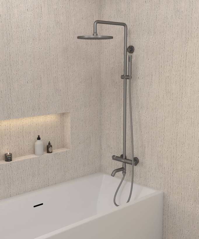Thermostatische Dusch-Badewannenarmatur Corbeau Gunmetal mit Verbrühschutz
