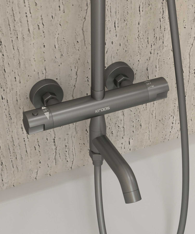 Thermostatische Dusch-Badewannenarmatur Corbeau Gunmetal mit Verbrühschutz