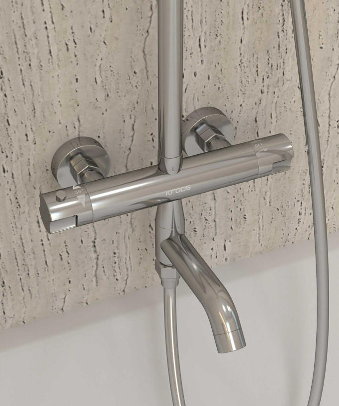 Thermostat-Duschsystem Chrom mit Verbrühschutz – Corbeau