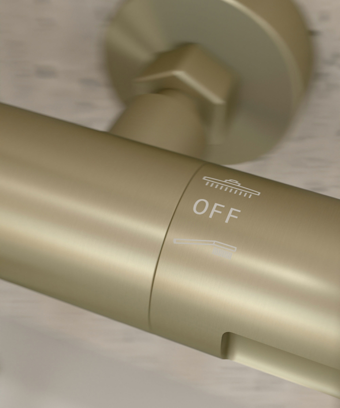Thermostatische Dusch-Badewannenarmatur Gold gebürstet mit Verbrühschutz – Corbeau