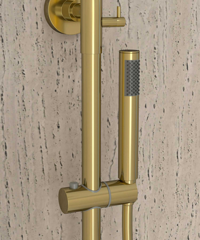 Thermostatische Duschsäule Badewanne gold mit Verbrühschutz - Corbeau
