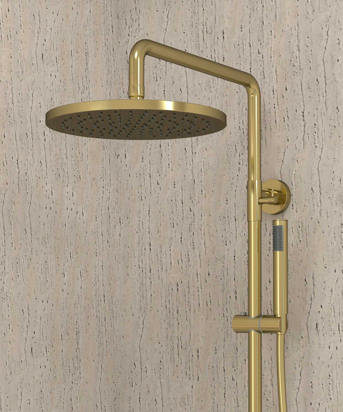 Thermostatische Duschsäule Badewanne gold mit Verbrühschutz - Corbeau