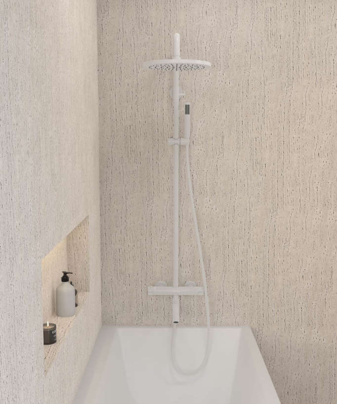 Thermostatische Dusch-Badewannenarmatur Weiß mit Verbrühschutz - Corbeau