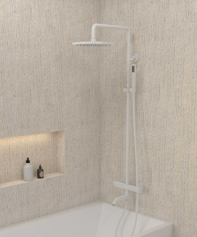 Thermostatische Dusch-Badewannenarmatur Weiß mit Verbrühschutz - Corbeau