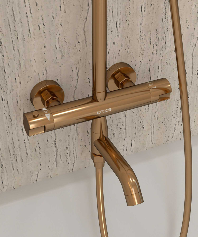 Thermostat-Duschsäule Corbeau Roségold mit Verbrühschutz