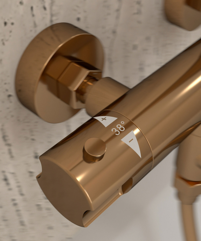 Thermostat-Duschsäule Corbeau Roségold mit Verbrühschutz