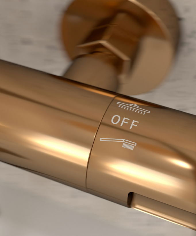 Thermostat-Duschsäule Corbeau Roségold mit Verbrühschutz