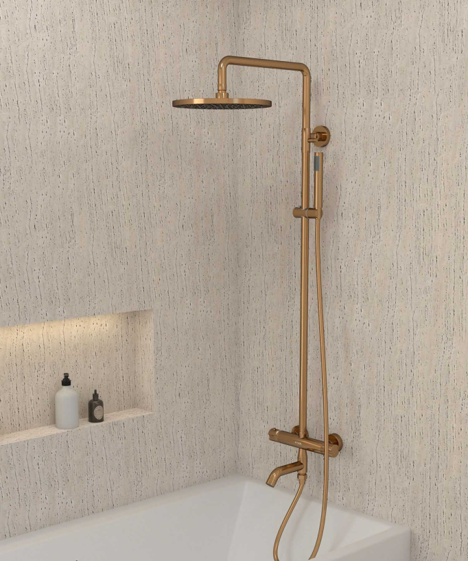 Thermostat-Duschsäule Corbeau Roségold mit Verbrühschutz