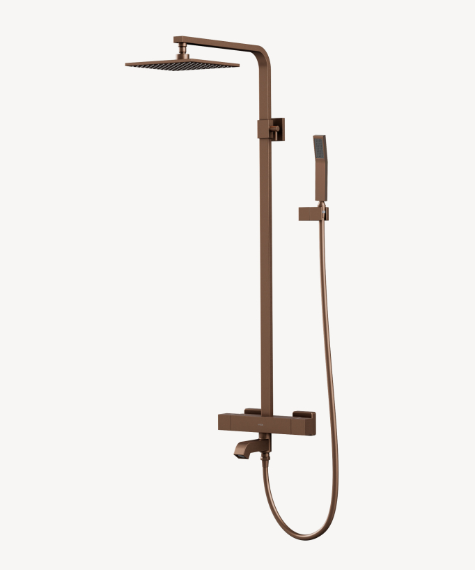 Thermostat-Duschsäule Badewanne, gebürstetes Roségold - Sirius
