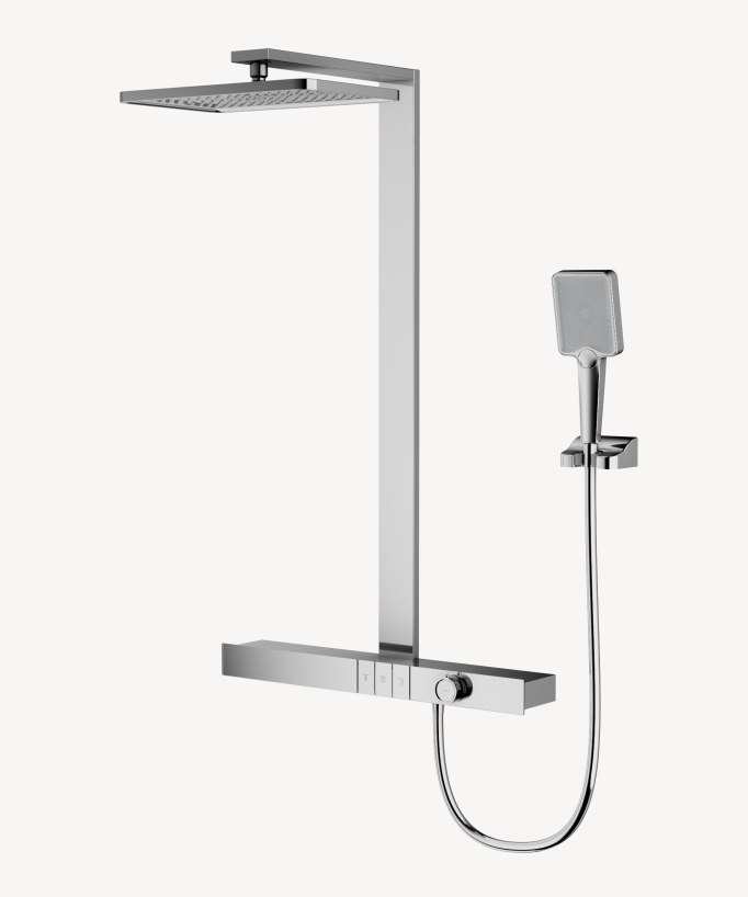 Thermostatische Duschsäule mit Ablage - Chrom