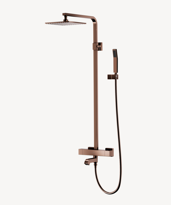 Thermostatische Duschsystem-Badewannenarmatur Roségold - Sirius