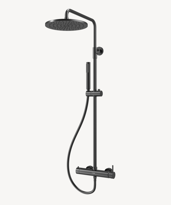 Duschsäule mit mechanischer Wandarmatur Gun Metal – Corbeau
