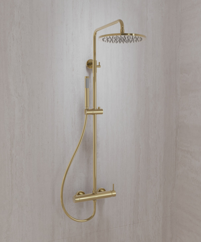 Duschsäule mit mechanischer Mischbatterie Wandmontage Gold - Corbeau
