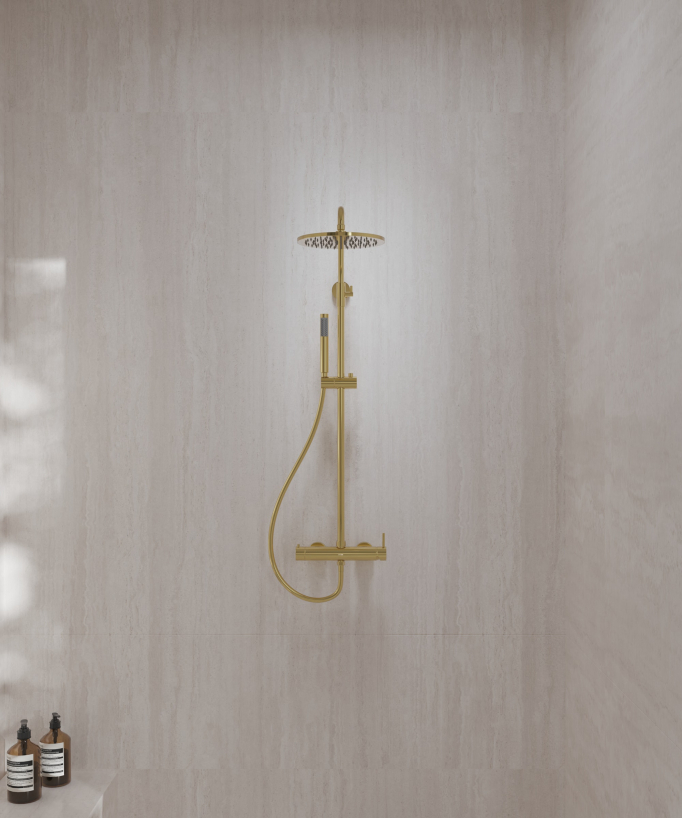 Duschsäule mit mechanischer Mischbatterie Wandmontage Gold - Corbeau