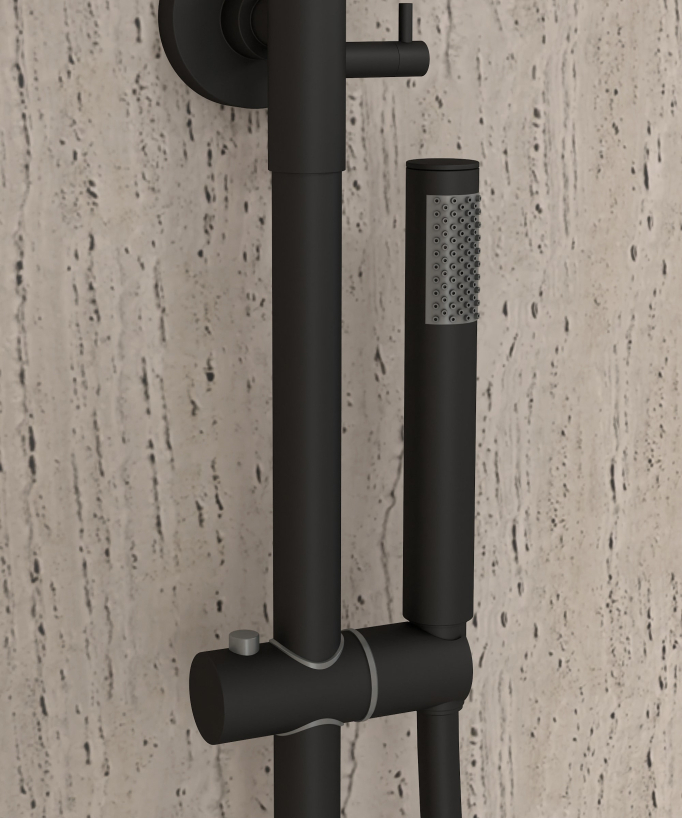 Duschsystem für Badewanne mit Umsteller Schwarz - Corbeau