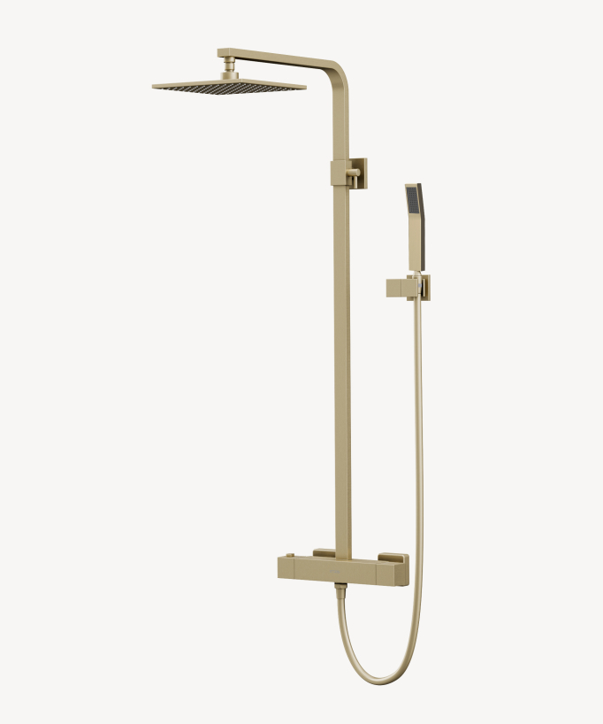 Thermostatische Duschsäule gebürstetes Gold modern - Sirius