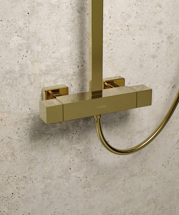 Thermostatische Duschsäule gold modern – Sirius